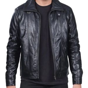 Mens Vintage Black Motorcycle Distressed Biker Leather Jacket