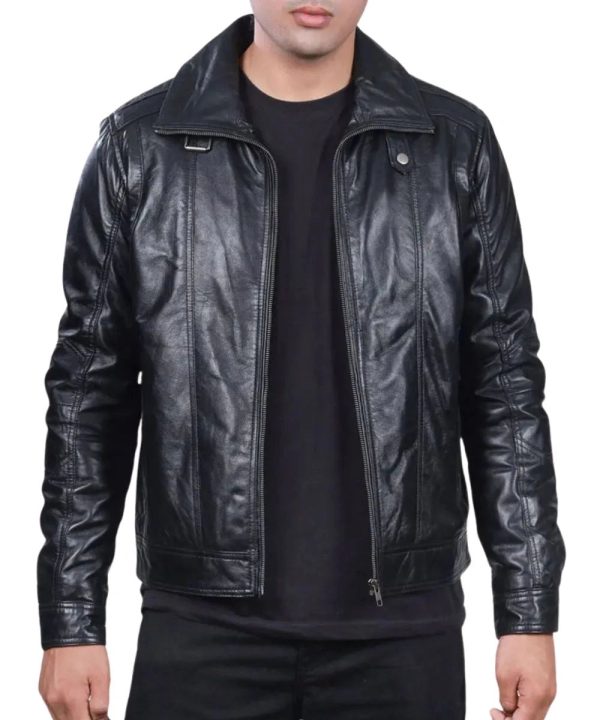 Mens Vintage Black Motorcycle Distressed Biker Leather Jacket