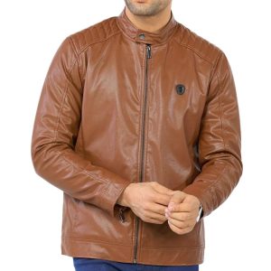 Motorcycle Biker Bomber Brown Leather Jacket For Men