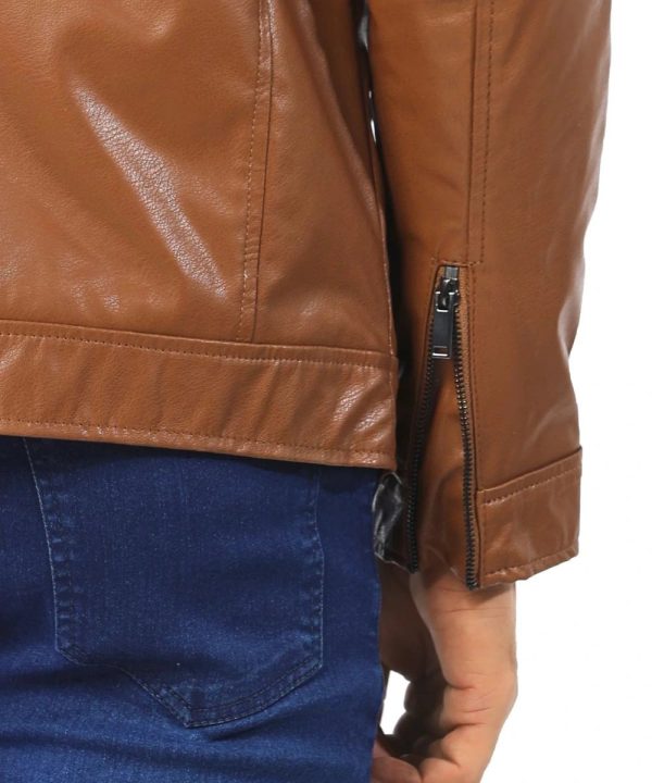 Motorcycle Biker Bomber Brown Leather Jacket Men