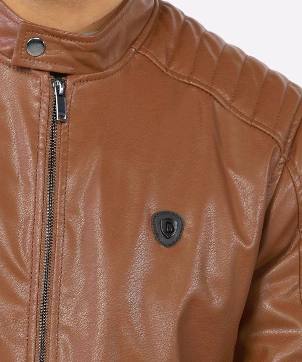 Motorcycle Biker Bomber Brown Leather Jacket Mens
