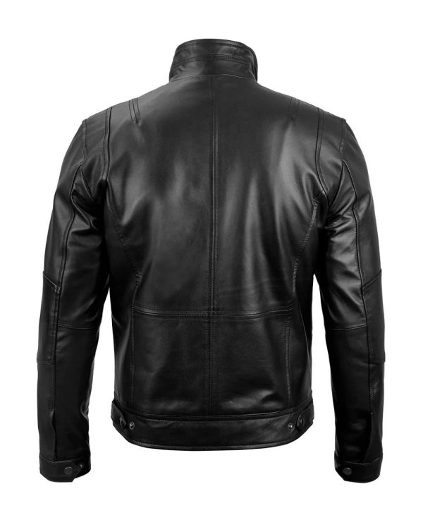 Motorcycle Black Cafe Racer Real Leather Jacket For Men