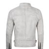 Off White Grey Wax Cafe Racer Leather Jacket Mens