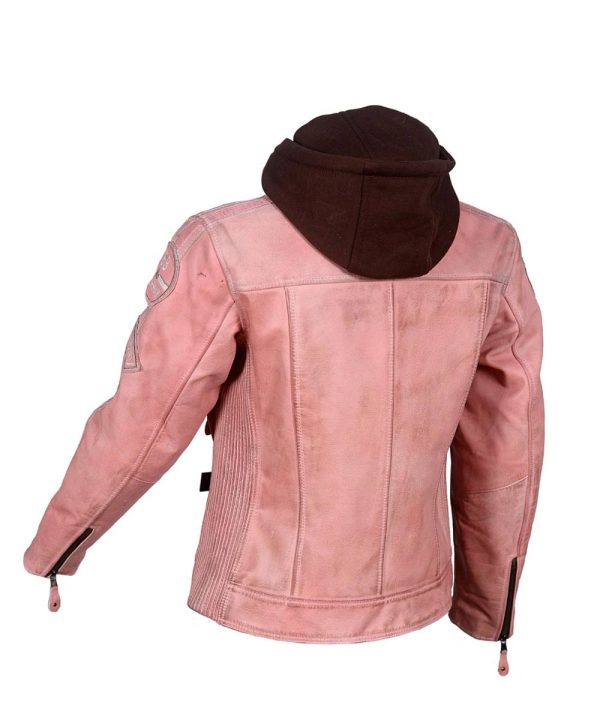 Pink Leather Motorcycle Jacket Womens