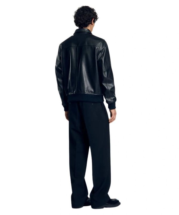 Plain Black Shining Leather Jacket For Men
