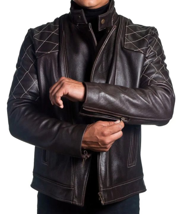 The Iconic Biker Cafe Racer Black Leather Bomber Jacket