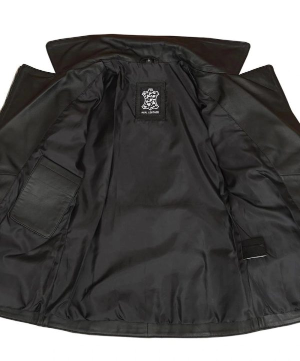 Victoria Asymmetrical Black Leather Jacket Womens