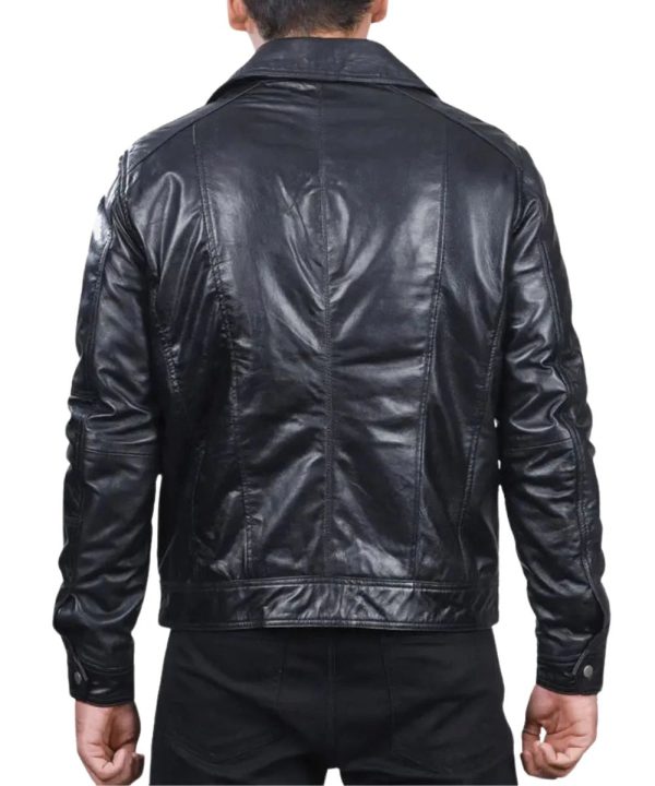 Vintage Black Motorcycle Distressed Biker Leather Jacket Mens