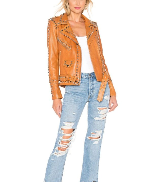 Western Dome Brown Studded Easy Rider Jacket Women