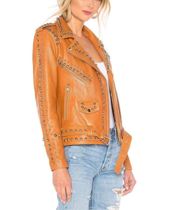 Western Dome Brown Studded Easy Rider Jacket Womens