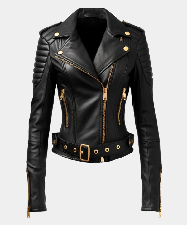 Women's Biker Black Leather Jacket