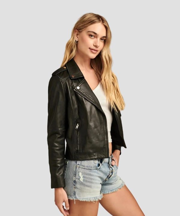 Women's Black Classic Leather Moto Jacket