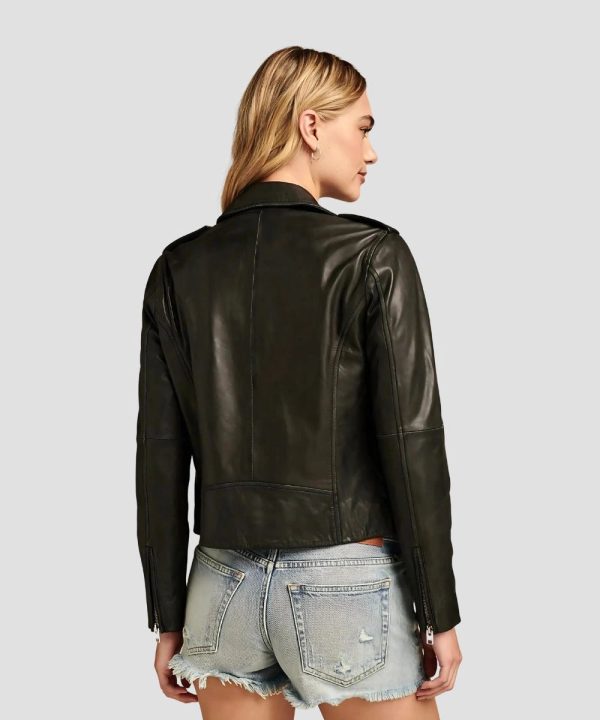 Women's Classic Black Leather Moto Jacket