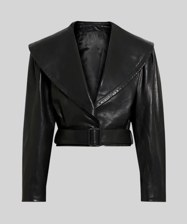 Women's Cropped Textured Leather Jacket