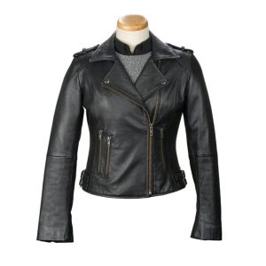 Women's Genuine Leather Black Biker Jacket