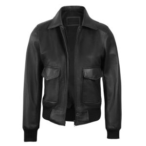 Women's Real Leather Harrington Black Bomber Jacket