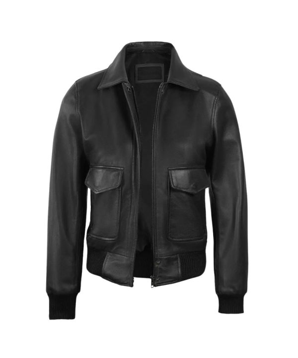 Women's Real Leather Harrington Black Bomber Jacket