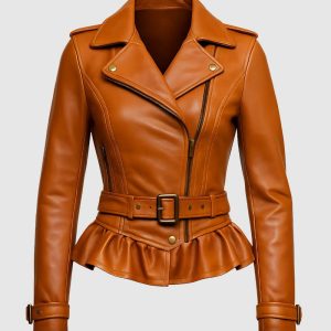 Womens Asymmetrical Brown Leather Jacket
