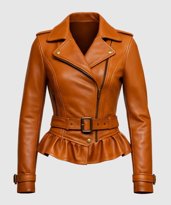 Womens Asymmetrical Brown Leather Jacket