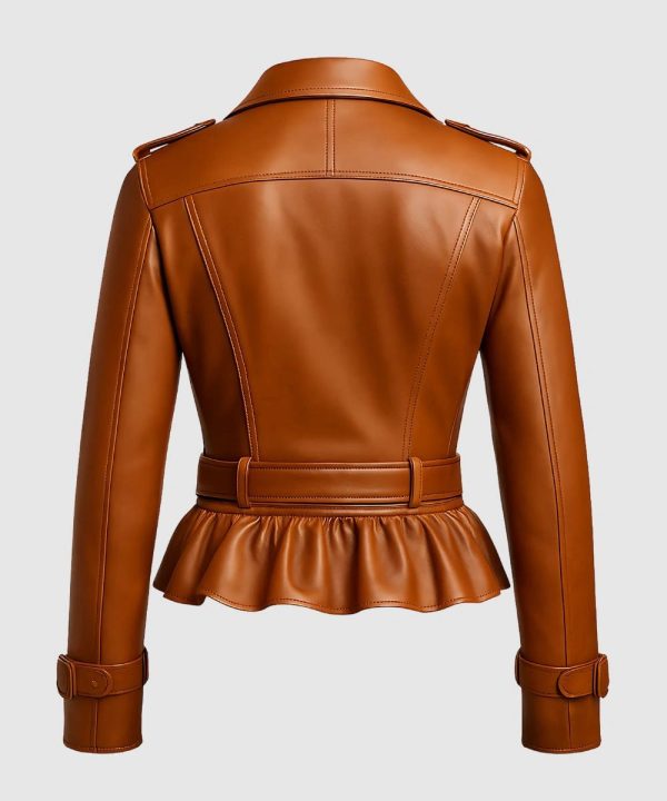 Womens Asymmetrical Leather Jacket Brown