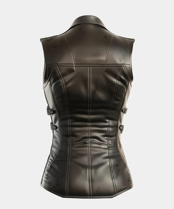 Womens Claire Black Leather Vest
