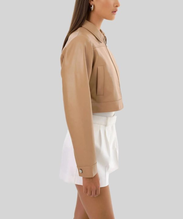 Womens Cropped Recycled Leather Jacket