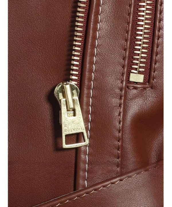 Womens JW ANDERSON Cropped Leather Biker Jacket Brown