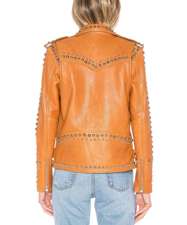 Womens Western Dome Studded Easy Rider Jacket Brown
