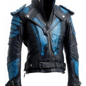 Womens Genuine Slim Fit Biker Leather Jacket BlackBlue