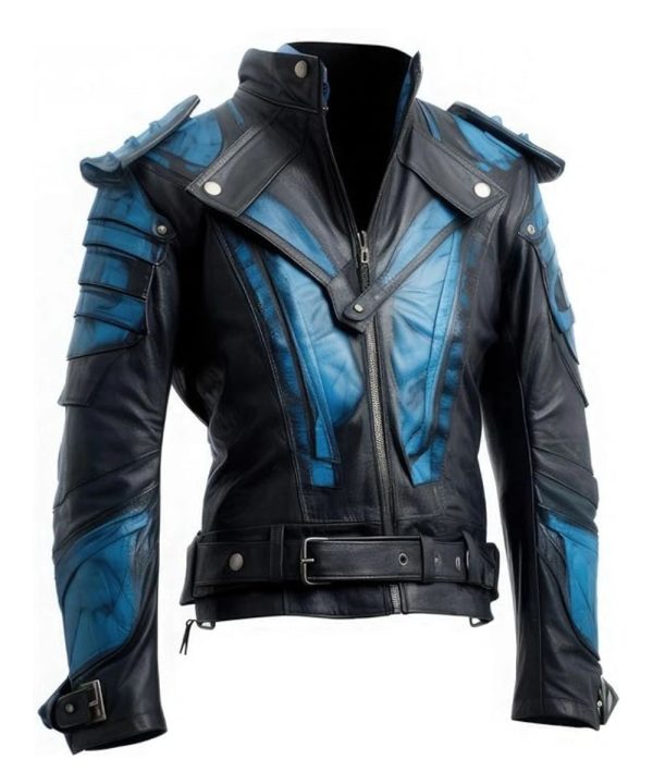 Womens Genuine Slim Fit Biker Leather Jacket BlackBlue