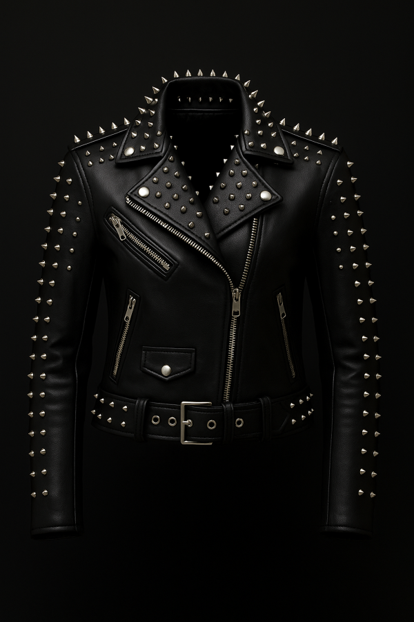 Fierce Black Biker Jacket with Spikes
