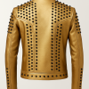 Golden Leather Jacket with Black Studs