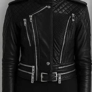 Women's Biker Hallie Black Leather Jacket