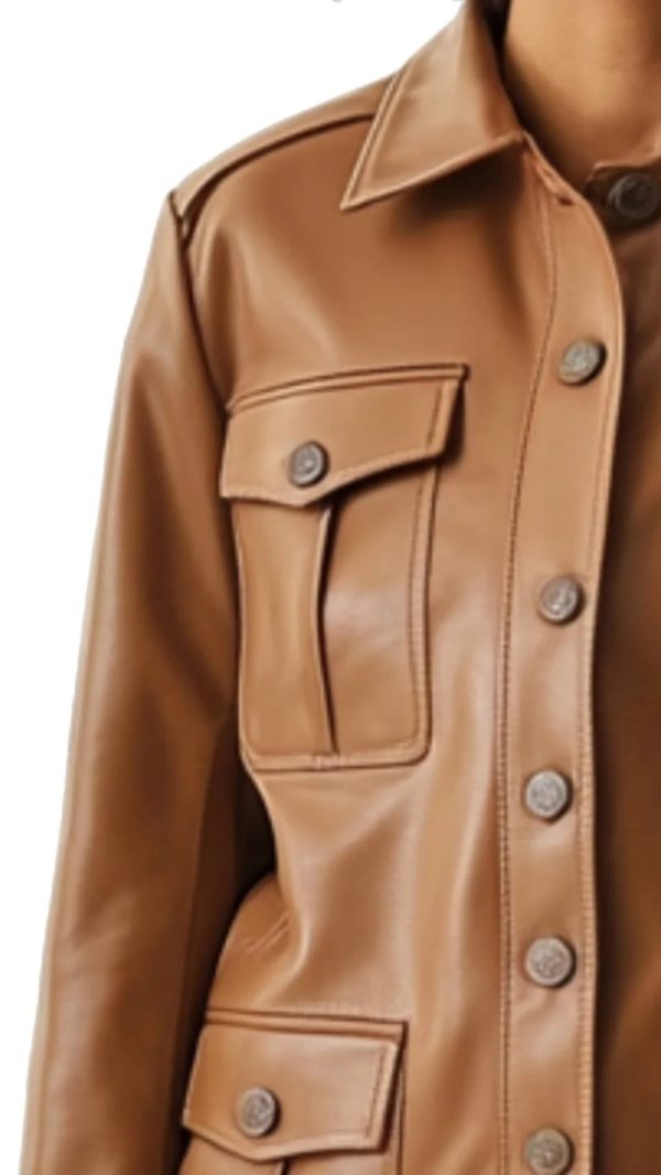Willow Brown Leather Jacket for Women - Image 4