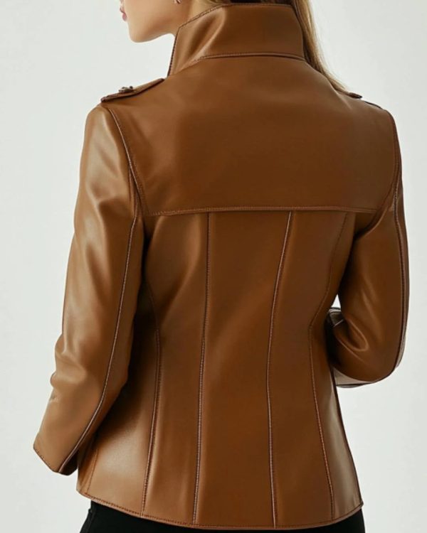 Rosie Brown Leather Jacket – Timeless and Elegant for Women - Image 3