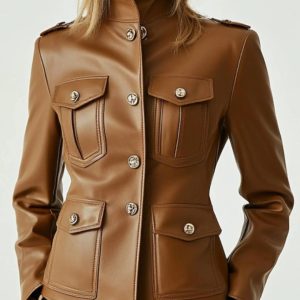 Rosie Brown Leather Jacket – Timeless and Elegant for Women