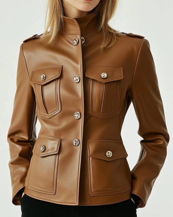 Rosie Brown Leather Jacket – Timeless and Elegant for Women