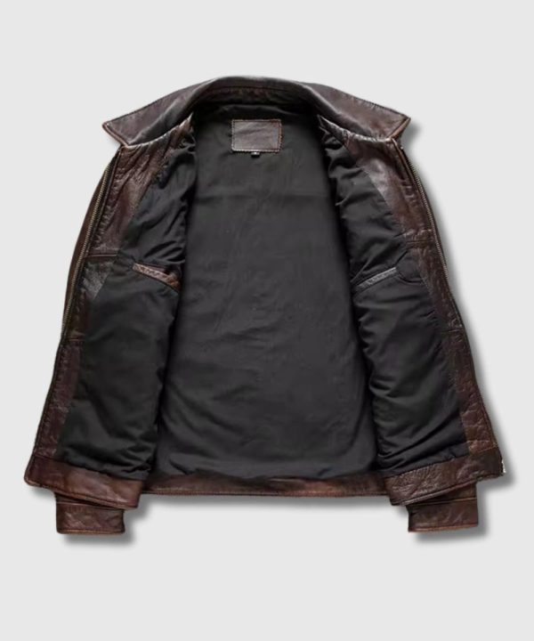 vintage biker motorcycle distressed brown cafe racer leather jacket​ mens