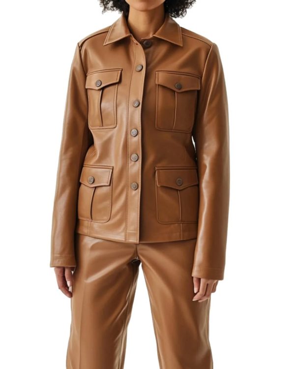 Willow Brown Leather Jacket for Women