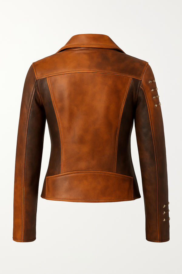 Women double shaded Biker Leather Jacket - Image 2