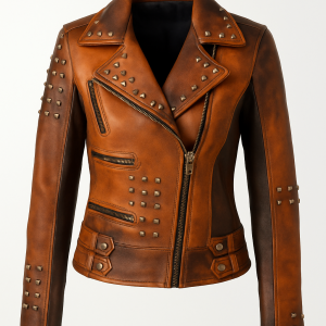 Women double shaded Biker Leather Jacket