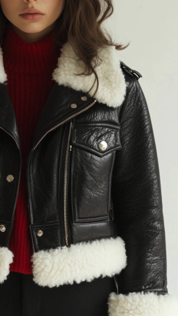 Women Mila Black biker Leather  Jacket - Image 2