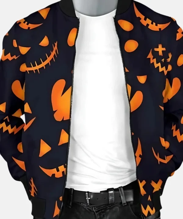 Halloween Festival Pattern Pumpkin Bomber Jacket