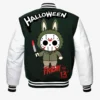 Halloween Labubu x Jason Voorhees Friday the 13th Varsity Jacket Green and White