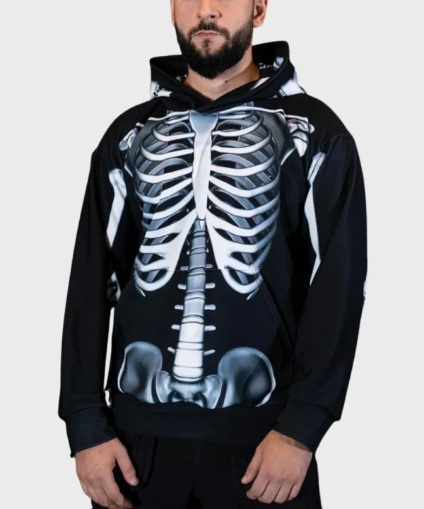 Halloween Skeleton Rattling Bones Hoodie Black