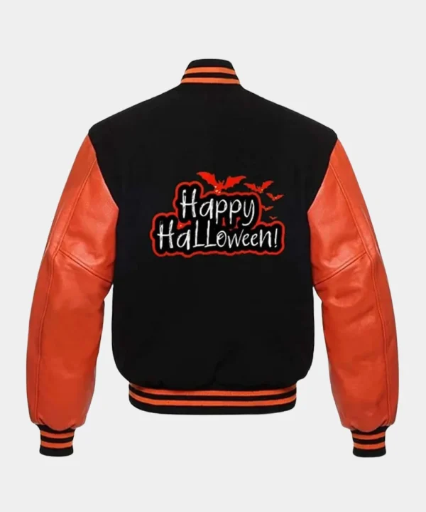 Happy Halloween Letterman Varsity Jacket Black And Orange