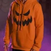 Mens Halloween Orange Pumpkin Hoodie