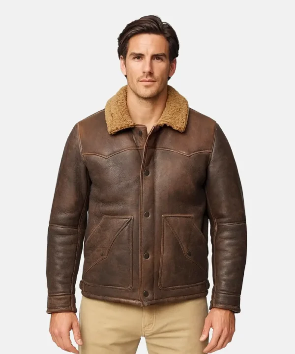 Jack Brown Leather Shearling Aviator Jacket