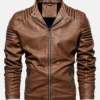 Kingdom Men Brown Motorcycle Leather Jacket