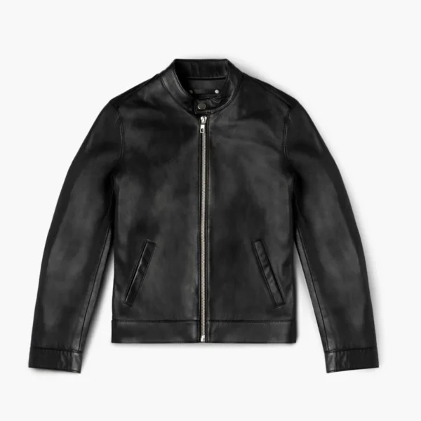 Mens Black Leather Racer Jacket